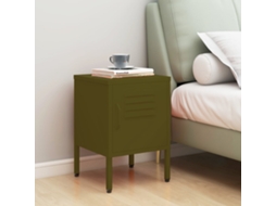 Vidaxl Mesa De Cabeceira Aço 35x35x51 Cm Verde-azeitona