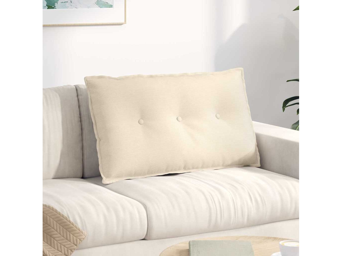 Vidaxl Travesseiro Para Costas Creme 80 X 50 Cm