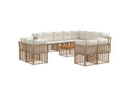 Vidaxl Conjunto de Sofás para Exterior 13 Pcs Natural e Branco Creme
