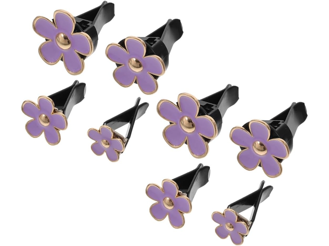 Clips Decorativos De Metal Roxo Para Saída De Ar De Carro, Conjunto Com 8 Unidades.
