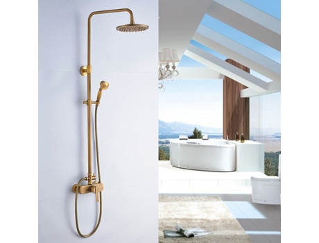 Coluna De Chuva Misturador Mecânico Banheiro Bronze Misturador De Chuveiro Bronze Retrô Com Barra Ajustável Auralum Max