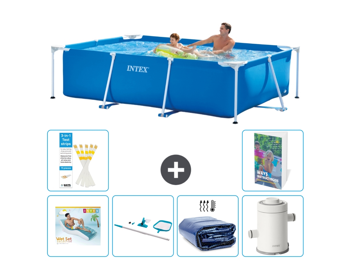 Piscina com Estrutura Retangular 260x160x65 Cm 5 peças S96 INTEX
