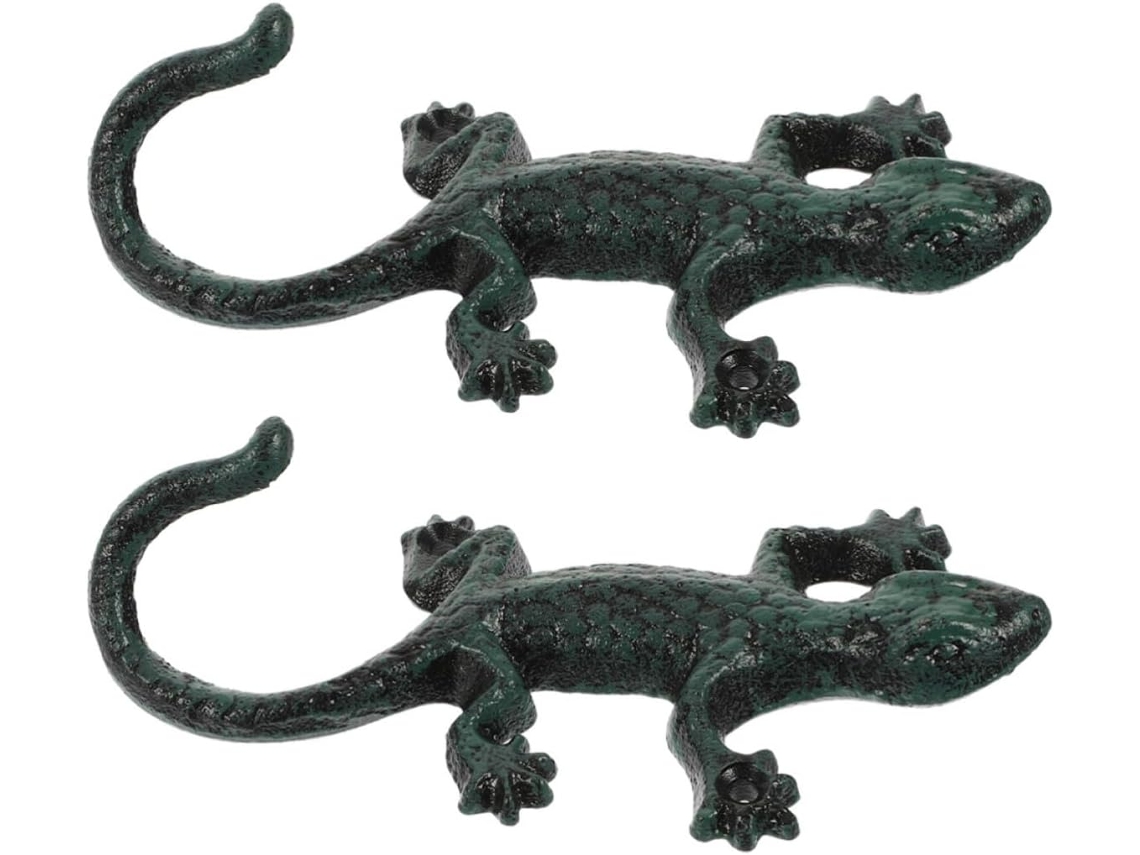 Ganchos de Parede Vintage em Ferro Fundido com Formato Lagarto para Decoração Casa, Fácil GOKOCO