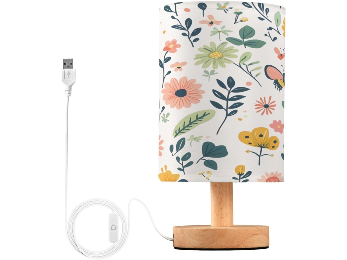 Luminária de cabeceira LED com portas USB, luminária de leitura, luminária de mesa para quarto com cúpula e base.