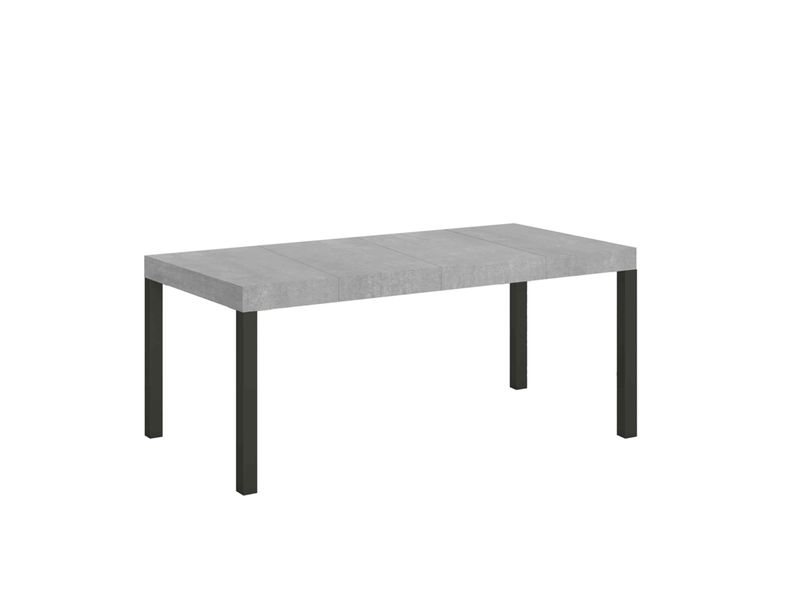 Mesa de Jantar Extensível 90X90/246 Cm Everyday Premium Cimento Quadro Antracite ITAMOBY