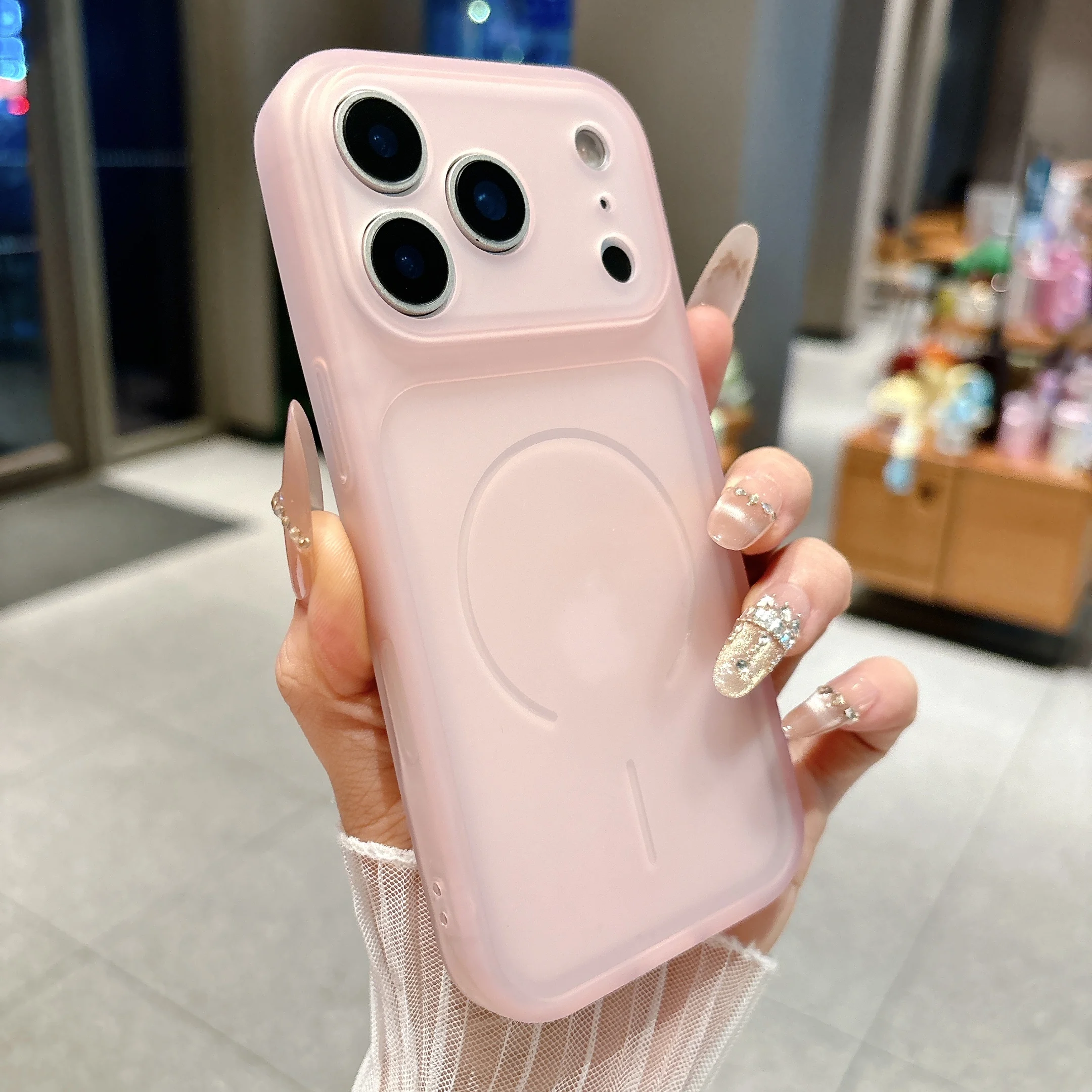 Capa Para Celular (iphone 13 Pro Max Rosa) Em Tpu Macio E Fosco Semitransparente, Feita De Silicone Macio.