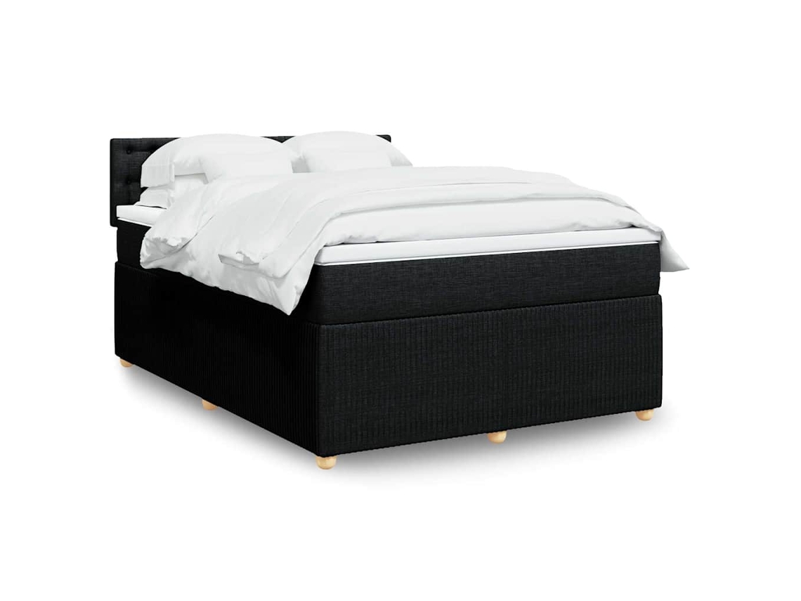 Vidaxl Cama Com Molas/colchão 140x200 Cm Tecido Preto