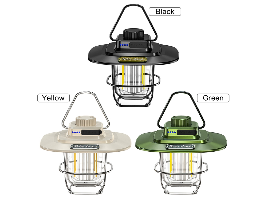 Lâmpada de Camping Led Vintage Carregável Resistente À Água