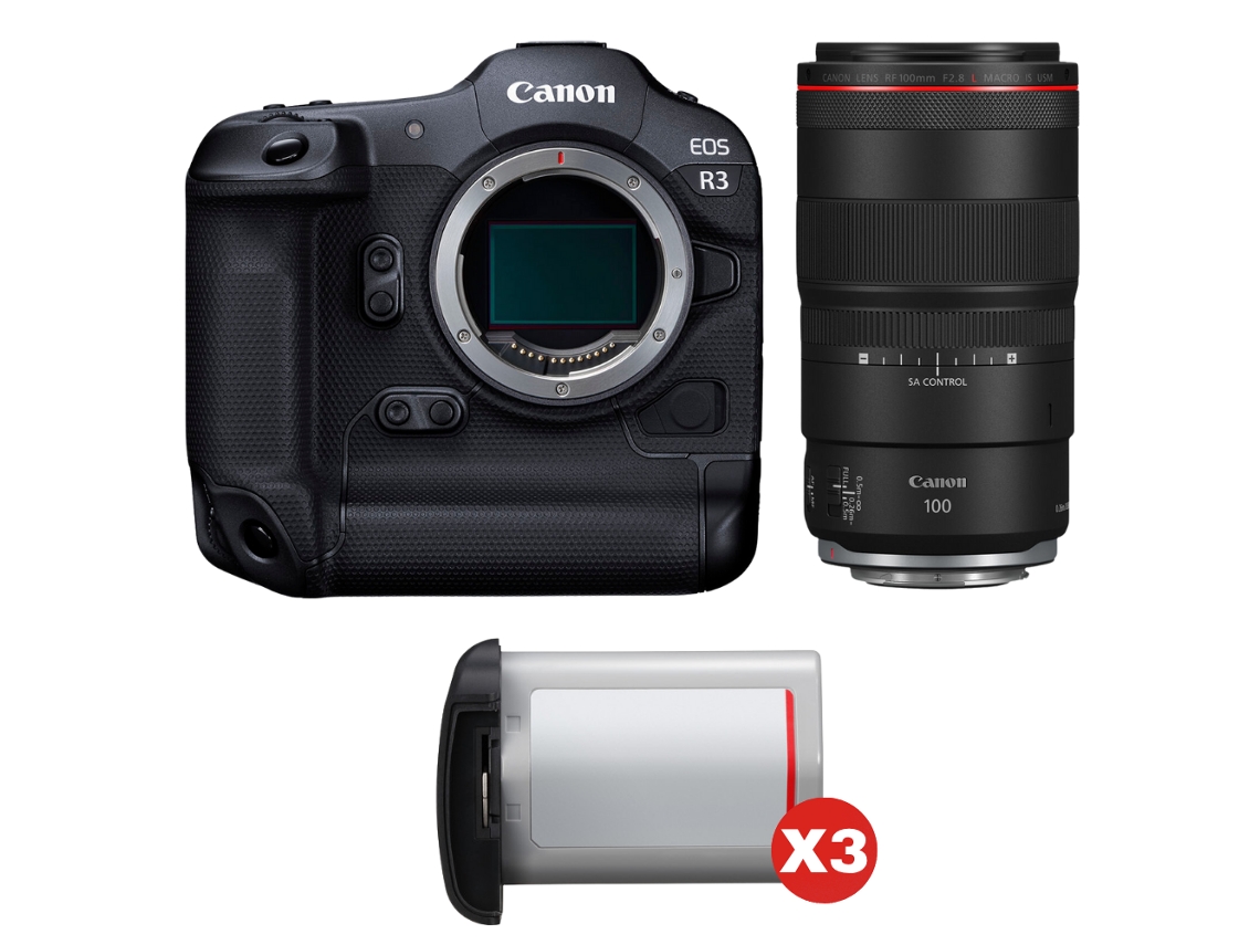 Eos R3 + Rf 100mm F/2.8 L Macro Is Usm + 3 Canon Lp e19 + Ebook “20 Dicas para Fotos Que Impressionam” CANON