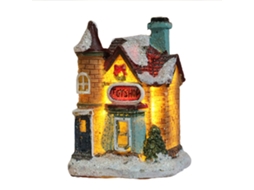 Decoração de Natal de casa de resina iluminada com LED S/MARCA