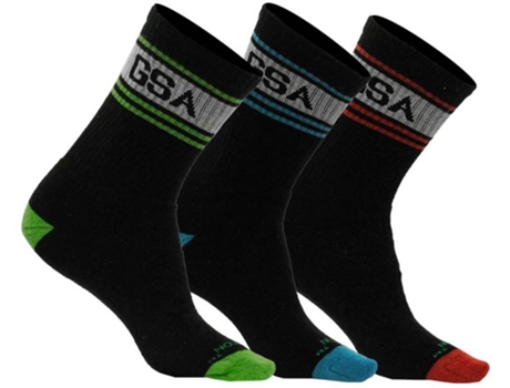 Pack 3 Pares Meias para Homem GSA Supercotton Superlogo Listras 3 Pares Preto para Corrida (EU 40-45)
