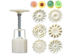 Set de Moldes para Bombas de Baño com 1 Prensa e 6 Selos de Flores Multifuncionais