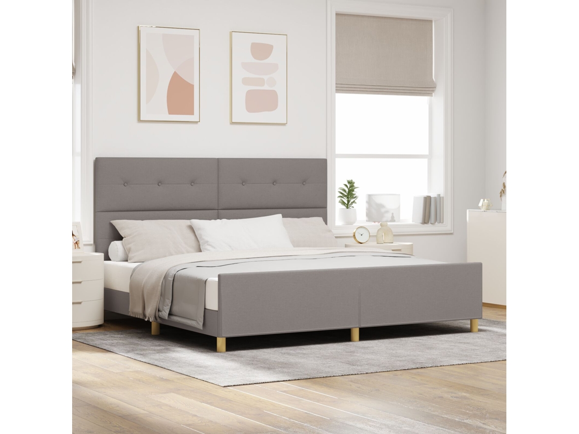 Cama Lovely Home Madeira Tecido Castanho (200x200)