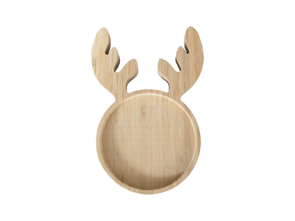 Laxiscreed Bandeja De Natal Em Bambu Com Design De Cervo, Árvore E Chapéu Natalício
