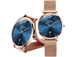 Lurelia Relógio Feminino, Movimento De Quartzo, Analógico, Data/calendário, 33 Mm, 6,5 Mm, Aço Inoxidável, Resistente À Água 30m, Azul, Dourado