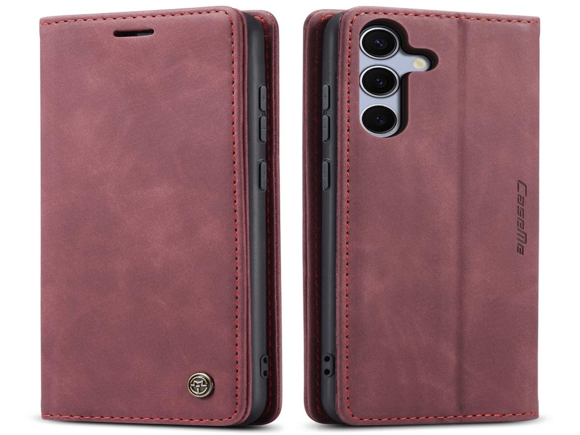 Capa Flip Samsung Galaxy A54 Compatibilidade Suporte Magnético Pu Tpu Vermelho