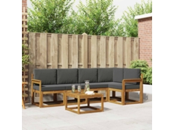 Vidaxl Conjunto De Sofás Para Exterior 6 Unid. Natural E Antracite