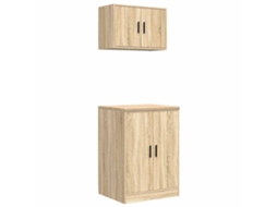 Conjunto de armários para garagem, 2 peças, em madeira Carvalho Sonoma da Madeira, EXCLUSIVO DA MAISON.
