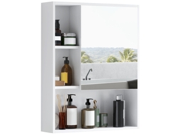 Armário de Banheiro com Espelho, Prateleiras e Prateleira Ajustável 60x15x76cm Branco S/MARCA