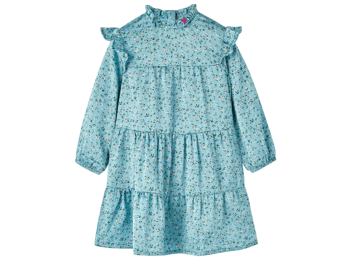 Vestido De Manga Comprida Para Criança Azul 104