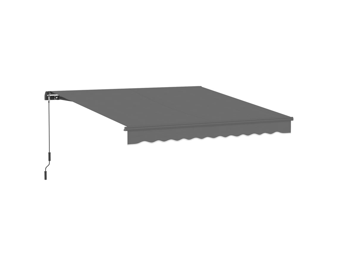 Toldo Manual 3,5x3m com Inclinação Ajustável, Manivela, Proteção UV, Cinza ORBITRA COMMERCE