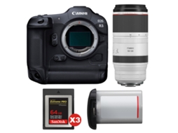 Eos R3 + Rf 100 500mm F/4.5 7.1 L Is Usm + 3 Sandisk 64gb Extreme Pro Cfexpress Type B + Canon Lp e19 + Ebook Pricedirect CANON