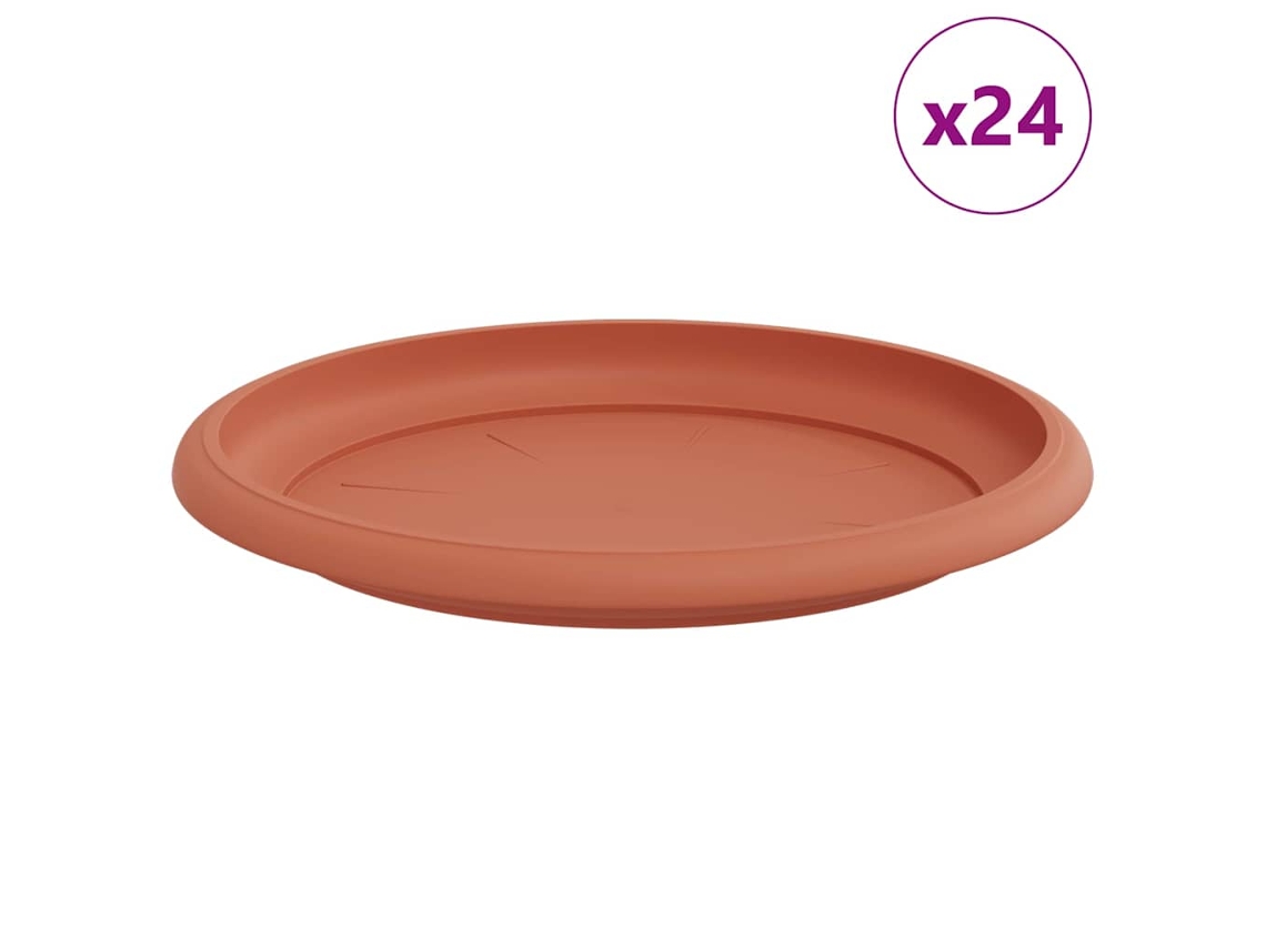 Conjunto 24 Bandeja Para Flores Vidaxl Vermelho Plástico (ø 17,5 X 2 Cm)
