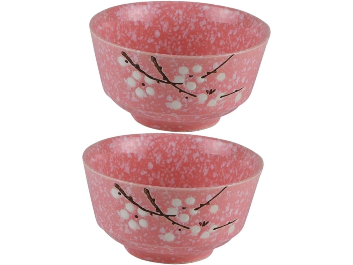 Conjunto De 2 Tigelas De Cerâmica Rosa, 12,7 Cm (5 Polegadas