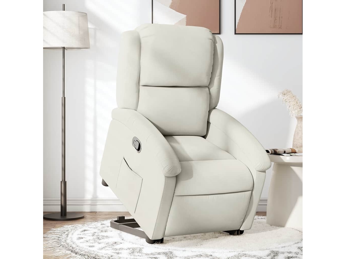 Vidaxl Poltrona Reclinável Elevatória Veludo Cor Creme