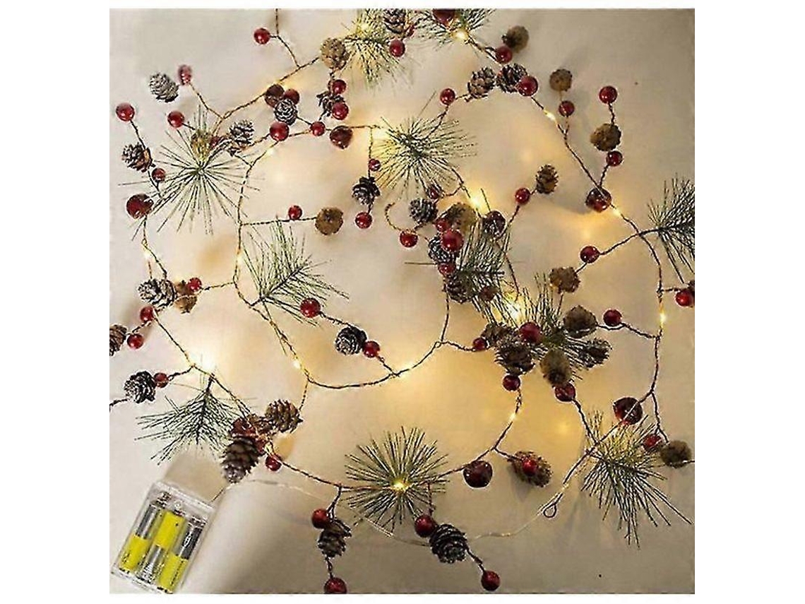 Grinalda De Natal Com Luzes Led E Pinhas, 2 M, 20