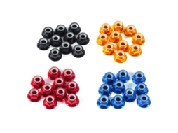 10-porcas Sextavadas De Alumínio M5 Com Travamento Automático, Inserto De Nylon, Anodizadas Em Vermelho Escuro Para
