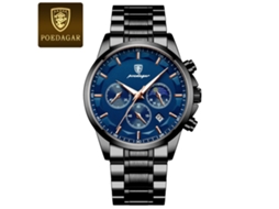 (modelo Com Caixa Preta E Pulseira De Aço Azul) Relógio De Pulso Quântico Multifuncional Masculino, Estilo Moderno Com Seis Pontas