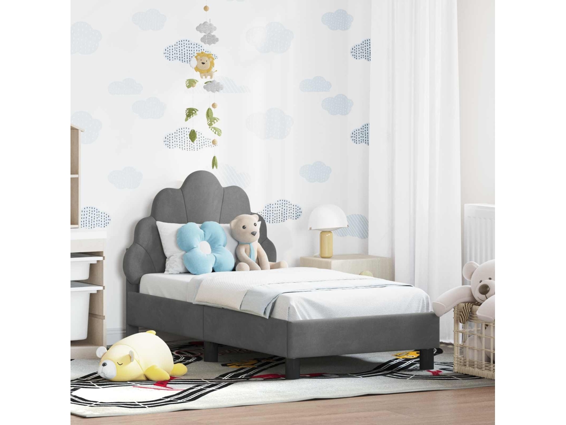 Vidaxl Estrutura De Cama Para Criança Com Cabeceira Cinzento-escuro