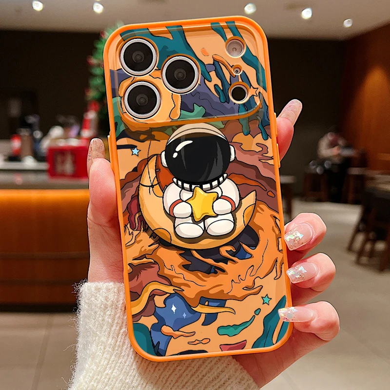 (laranja) Capa De Celular Com Estampa Magnética Fofa De Astronauta Para Iphone 17 Pro Max, Resistente A Impactos.