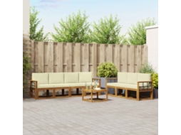 Vidaxl Conjunto De Sofás Para Exterior 8 Unid. Natural E Creme