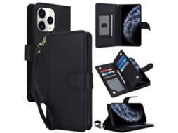 Capa Carteira De Couro Para Iphone 11 Pro Max - Com Rfid - Para Vários Cartões