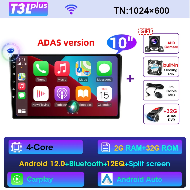 (t3l Plus Adas De 10 Polegadas) Sistema Multimídia Android 2d Para Carro, Compatível Com Nissan, Kia, Honda E Gm.
