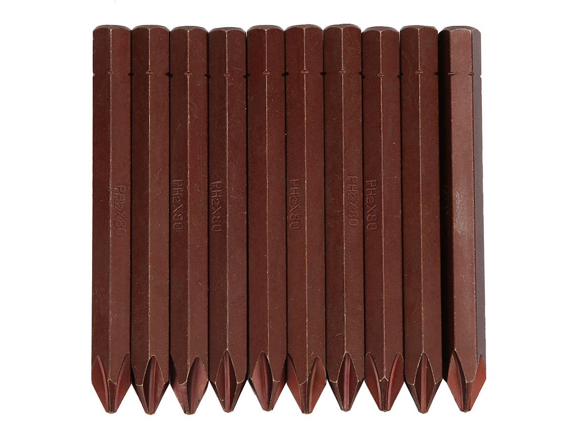 Conjunto 10 Pontas Chave Fenda Cruzada Magnética Aço Liga Impacto 80mm
