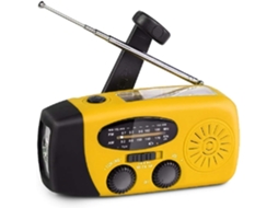 Rádio de Emergência com Manivela e Lanterna Led, Portátil Am/fm com Bateria Externa de 2000mah, Amarelo AQUAFORGE