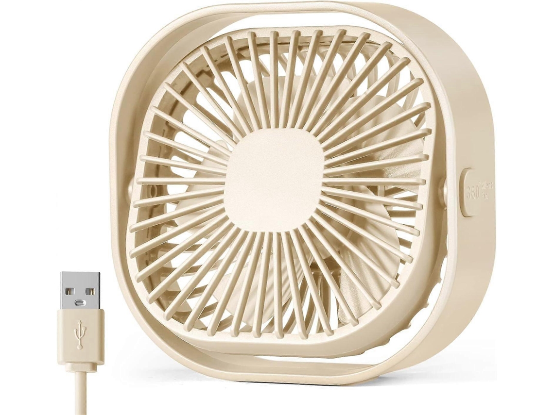Ventilador de Mesa Usb com 3 Velocidades Ajustáveis, Ventilador de Cama Pessoal Silencioso com Cabo, Rotação de 360° e Potência, Qin BRILVIBERA