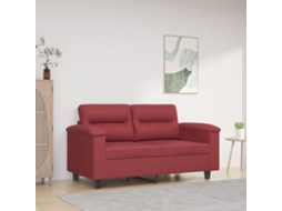 Vidaxl Sofá De 2 Lugares 120 Cm Couro Artificial Vermelho Tinto