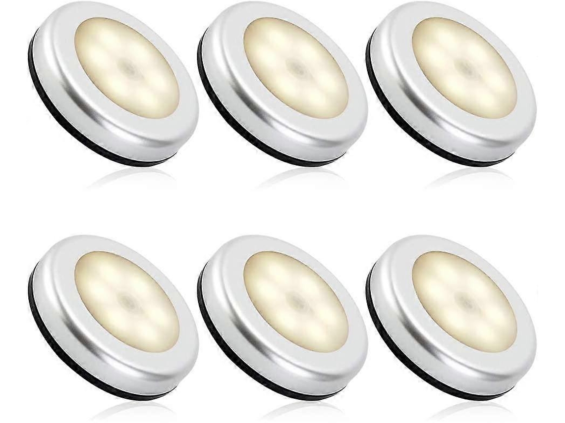 Omni detector de Movimiento Interior com Luz Noturna Led, Baterias, Acionamento/desligamento Automático, Adesivo 3m (6 Unidades, Branco Quente)