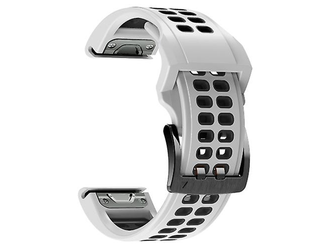 Bracelete de Smartwatch para Garmin Fenix 7X26Mm Dois Furos Silicone Pulseira de Relógio de Liberação Rápida Branco Preto VENISYMLIS