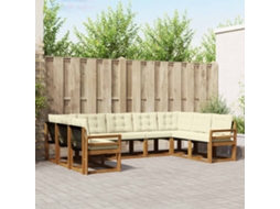 Vidaxl Conjunto De Sofás Para Exterior 9 Pcs Natural E Creme