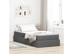 Vidaxl Cama com Arrumação e Colchão Cinza Escuro 90 X 200 Cm Poliéster