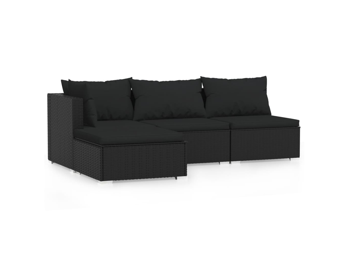 Garden Lounge Set, Garden Lounge Sets Vidaxl Preto Rattan / Vime (n/a)