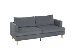 Sofá De 3 Lugares Revestido Em Veludo Almofadas Espessas Com Molas Assento Largo 2 Almofadas 188x80x86 Cm Cinzento Escuro