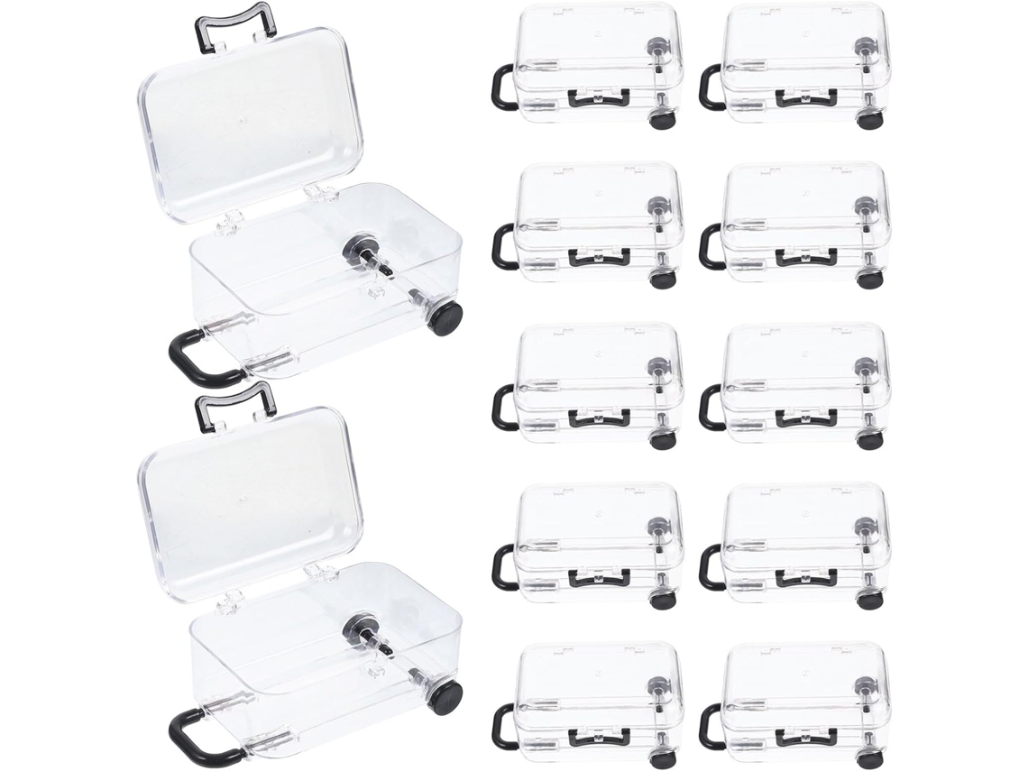 Pacote Com 12 Mini Caixas Pretas Em Formato De Mala, Caixas Portáteis De Ps Para Doces E Decorações Em Casamentos Festas