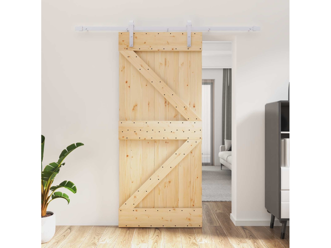Vidaxl Porta Deslizante 90 X 210 Cm Madeira De Pinho Maciça