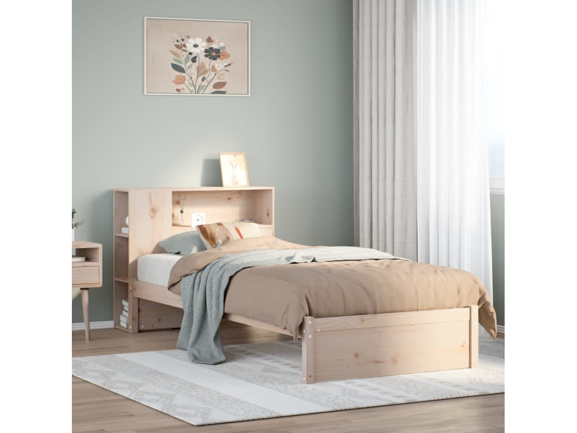 Cama Com Estante Sem Colchão 90x200 Cm Pinho Maciço